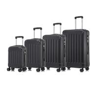 YONSLY Koffer Suitcase Set, Trolley Reisekoffer, Rollkoffer Handgepäck, Kofferset, Gepäckset mit 4 Rollen 360°, Hartschalenreisekoffer, Zahlenschloss, Weicher Gummigriff (4er Set, S,M,L&XL, Schwarz)