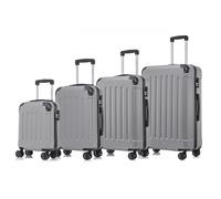 YONSLY Koffer Suitcase Set, Trolley Reisekoffer, Rollkoffer Handgepäck, Kofferset, Gepäckset mit 4 Rollen 360°, Hartschalenreisekoffer, Zahlenschloss, Weicher Gummigriff (4er Set, S,M,L&XL, Hellgrau)