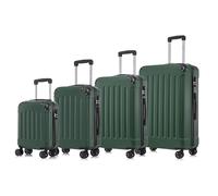 YONSLY Koffer Suitcase Set, Trolley Reisekoffer, Rollkoffer Handgepäck, Kofferset, Gepäckset mit 4 Rollen 360°, Hartschalenreisekoffer, Zahlenschloss, Weicher Gummigriff(4er Set, S,M,L&XL,Dunkelgrün)