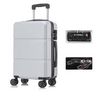 YONSLY Premium Reisekoffer TSA-Schloss,YKK-Reißverschluss Hartschalen-Koffer Trolley Kabinenkoffer Rollkoffer Suitcase Handgepäck 4 Rollen (Silber, M)