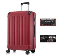 YONSLY Premium Reisekoffer TSA-Schloss,YKK-Reißverschluss Hartschalen-Koffer Trolley Rollkoffer Suitcase Handgepäck 4 Rollen (Rot, XL)