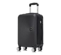 YONSLY Reisekoffer Trolley Rollkoffer Handgepäck Set, Kabinenkoffer, Koffer Suitcase, Hartschalenreisekoffer mit 4 Rollen 360°, Zahlenschloss, Weicher Gummigriff (M, Schwarz)