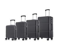 YONSLY Trolley Reisekoffer Suitcase Set, Rollkoffer Handgepäck, Kofferset, Gepäckset mit 4 Rollen 360°, Hartschalenreisekoffer, Zahlenschloss, Weicher Gummigriff (4er Set, S,M,L&XL, Schwarz)