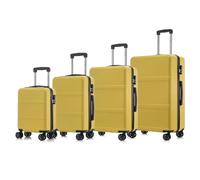 YONSLY Trolley Reisekoffer Travel Suitcase Set, Rollkoffer Handgepäck, Kofferset, Gepäckset Hartschalenreisekoffer mit 4 Rollen 360°, Zahlenschloss, Weicher Gummigriff (4er Set, S,M,L&XL, Gelb)