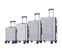 YONSLY Trolley Reisekoffer Travel Suitcase Set, Rollkoffer Handgepäck, Kofferset, Gepäckset Hartschalenreisekoffer mit 4 Rollen 360°, Zahlenschloss, Weicher Gummigriff (4er Set, S,M,L&XL, Silber)