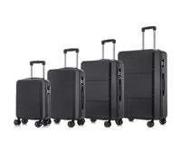 YONSLY Trolley Reisekoffer Travel Suitcase Set, Rollkoffer Handgepäck, Kofferset, Gepäckset Hartschalenreisekoffer mit 4 Rollen 360°, Zahlenschloss, Weicher Gummigriff (4er Set, S,M,L&XL, Schwarz)
