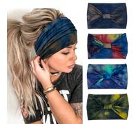 YONUF Breite Stirnb nder f r Frauen, geknotetes Stirnband, afrikanische Damen-Kopfwickel, dehnbare Haar-Accessoires, B nder, Batik, 4er-Pack