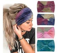 YONUF Breite Stirnb nder f r Frauen, geknotetes Stirnband, afrikanische Damen-Kopfwickel, dehnbarer Turban, Haarschmuck, B nder, Batik, 4er-Pack