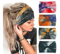YONUF Breite Stirnb nder f r Frauen, geknotetes Stirnband, afrikanische Damen-Kopfwickel, dehnbarer Turban, Haarschmuck, B nder, Batik, 4er-Pack