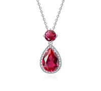 YONVUN Tropfen Anhänger Kette Damen Kristall Diamant Edelstein Halskette Träne ovale Birne Zirkon Geburtsstein Rubin Smaragd Saphir Silber Schmuck Set Geschenk für Mutter Frau Freundin Tochter