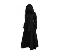 YONY Mode Gothic Kleidung Damen Tops Damen Steampunk Mantel Mit Kapuze Langer Viktorianischer Trenchcoat-Schwarz,M