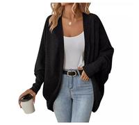 YonYeHong Damen -Strickjacke Fledermaus Langschläfe Einfache Lose Gestrickte Luftige Jacke Einfache Stretch