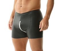 YOOBNG Herren PU Leder Boxershorts Rave Shorts Reißverschluss geschlossen vorne und hinten offen Shorts Clubwear