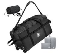 YOODI 100L XXL Faltbare Reisetasche Handgepäck Groß mit Rollen Wasserdicht Oxford 70x35x40cm Travel Bag with Wheels mit Kulturbeutel und Schuhbeutel Camping Sporttasche mit Griffen und Schultergurt