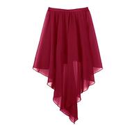 YOOJIA Damen Ballett Rock Chiffon Rock Ballett Wickelrock/Unregelmäßig Latein Tanzrock Unterrock Gymnastik Tanz Sport Ballett Kostüm Weinrot B Einheitsgröße