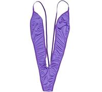 YOOJIA Damen Erotik Dessous Gogo Clubwear Micro Bikini Set Sling Shot One Piece Bikini Bademode Badeanzug Stringbody Monokini Bikini String Tanga Violett One Size