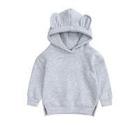 YOOJIA Kapuzenpullover Mädchen Kapuze Sweatshirt Warm Hoodie Dicke Baumwolle Winterpullover Baumwolle Langarmshirt Baby Kleidung Frühling A Grau 80-92