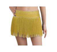 YOOJIA Kinder Mädchen Latein Rock Fransen Wickelrock Lateinischer Tanz Rock Tango Rumba Samba Schmetterling Tanzkleid 110-170 Gelb 122-128