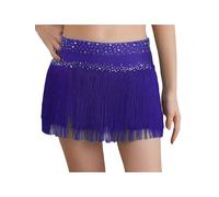 YOOJIA Kinder Mädchen Latein Rock Fransen Wickelrock Lateinischer Tanz Rock Tango Rumba Samba Schmetterling Tanzkleid 110-170 Violett 122-128