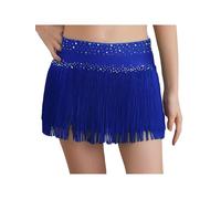 YOOJIA Kinder Mädchen Latein Rock Fransen Wickelrock Lateinischer Tanz Rock Tango Rumba Samba Schmetterling Tanzkleid 110-170 Königsblau 158-164