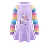 YOOJIA Mädchen Sweatshirt Langarm Kapuzenpullover Kapuzenkleid Baumwolle Langarmshirt Frühling Herbst Freizeit gr.98-164 B Violett 134-140