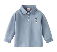 Yoolhamy Baby Jungen-Polohemd aus Baumwolle langärmelig für Kleinkinder mit besticktem Kragen weiche Kinderkleidung