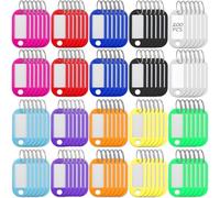 Yoosso 200 Stück Schlüsselanhänger, Kunststoff Schlüsselschilder mit Ring Bunte Schlüsselanhänger Beschriftbar zum Schlüssel Koffern Haustieren Markieren (10 Farben)