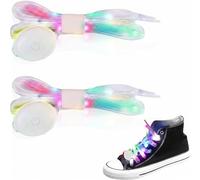 Yootiko 1 Paar Leuchtende LED Schnürsenkel Glitzer 120 cm, Neon Bunte Regenbogen Schnürbänder mit 3 Lichtmodi, Party Accessoires für Sportschuhe & Freizeitschuhe