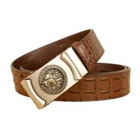 YOPADO Automatik Gürtel Ratsche Löwenkopf Automatikschließe Ledergürtel Geprägte Krokodil für Damen und Herren Verstellbar 35mm Breit(115cm/waist:39", Brown)