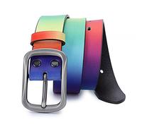 YOPADO Gradient Color Shine Regenbogen Gürtel Für Herren Damen Jeans Kleid Dekorativer Taillengürtel Verstellbarer Ledergürtel Mit Dornschließe(105cm/waist:34"~36", Multicolor)