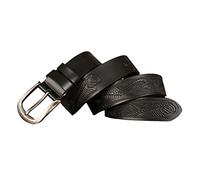 YOPADO Gürtel Herren Ledergürtel Lederband Dornschließe Geprägtem Ornament Druck Flagge mit Adler Muster Jeansgürtel für Jeans Anzug (130cm/waist:44"~46", Black)