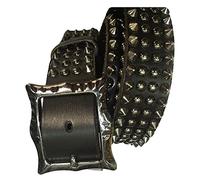 YOPADO Herren & Damen Nietengürtel Leder Metall Punk Rock Hellen Runde und Spitznieten Handgemachter Studded Gürtel Ledergürtel Jeansgürtel (105cm/waist:35", Black)