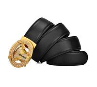 YOPADO Herren Ledergürtel Mit Automatischen Strasssteinen Stier klick Goldene Schnalle Cowboy Western Ratsche Gürtel - Zurückschneiden(115cm/waist:38"~40", Black)