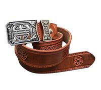 YOPADO Ledergürtel Embossed Pattern Echtleder Gürtel geprägtem Ornament Muster Druckknöpfe Verschluss Western Jeansgürtel Vollrindleder 105cm - 125cm Länge(115cm/waist:39", Brown)