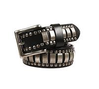 YOPADO Nietengürtel Metall Punk Rock Helle Rivet Gürtel für Damen/Herren Taille Riemen Gothic Ledergürtel Zubehör für Jeans Hosen(100cm/waist:32"~34", Black)