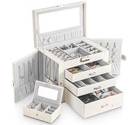 Yorbay 2in1 Schmuckbox mit Spiegel für Damen: 4 Ebenen mit 3 Schubladen