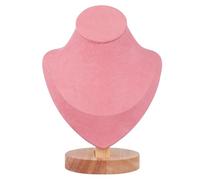YOSADIER Schmuckständer Büste Mit Holzsockel Rosa Halskettenhalter Schmuckorganizer Schmuckpräsentationshalter Für Anhänger Und Choker Kompakter Schmuckhalter Für Schlafzimmer Und Geschenk
