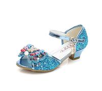 YOSICIL Mädchen Prinzessin Sandalen ELSA Schuhe mit Absatz Glitzer Schuhe Kinder Kristall Pumps Mädchen Kostüm Zubehör Schuhe Lila Blau Pink Golden Silber