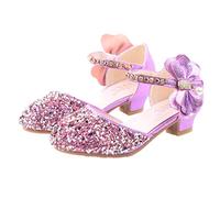 YOSICIL Mädchen Prinzessin Schuhe ELSA Glitzer Sandalen Flamenco Schuhe Mädchen Partei Kristall Schuhe Bowknot Hochzeitsschuhe Festschuhe Karneval Halloween Weihnachten Party,Mode02 Lila,29