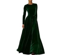 YOSUWOAI Abendkleid Damen Elegant Langarm Samtkleid Lang Festlich Cocktailkleid A Linie Festliche Kleider Hochzeit Kleid Samt Winter Partykleid Herbst Winter Hochzeitsgast Maxi Ballkleid