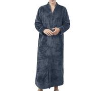 YOSUWOAI Bademantel Lang mit Reissverschluss Herren Morgenmantel Flauschig Fleece Loungewear Loose fit Nachtwäsche Gepolstert Dicke Hausmantel Winter Warm Schlafanzug Oversize Saunamantel