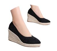 YOSUWOAI Ballerinas Damen Elegant Stickerei Keilabsatz Pumps Pendler Absatzschuhe Abendschuhe Gothic Sandalen Slip-on Einzelne Schuhe Spitze Stöckelschuhe Geschlossen Sandaletten