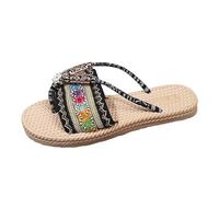 YOSUWOAI Boho Sandalen Damen Hausschuhe Römersandalen Bequeme Orthopädische Ethnische Flache Sport Outdoor Wandersandalen Frauen Sommer Leicht Womens Sandals Alltag Bho-Strandsandalen
