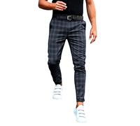 YOSUWOAI Chino Hose Herren Slim Fit Kariert Anzughose Freizeit Chinohose Tapered Business Hosen Stretch Bequem Trainingshose Elegant Businesshose Regular Fit Bleistifthose für Männer