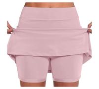 YOSUWOAI Damen Hosenrock Kurz 2-in-1 Sport Shorts Rock mit Hose Sommer Tennisrock Casual Hohe Taille Laufrock Leicht Skort für Golf Wandern Radfahren mit Taschen