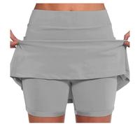 YOSUWOAI Damen Hosenrock Kurz 2-in-1 Sport Shorts Rock mit Hose Sommer Tennisrock Casual Hohe Taille Laufrock Leicht Skort für Golf Wandern Radfahren mit Taschen