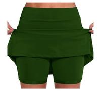 YOSUWOAI Damen Hosenrock Kurz 2-in-1 Sport Shorts Rock mit Hose Sommer Tennisrock Casual Hohe Taille Laufrock Leicht Skort für Golf Wandern Radfahren mit Taschen