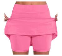 YOSUWOAI Damen Hosenrock Kurz 2-in-1 Sport Shorts Rock mit Hose Sommer Tennisrock Casual Hohe Taille Laufrock Leicht Skort für Golf Wandern Radfahren mit Taschen