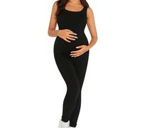 YOSUWOAI Damen Umstands Strampler Einteiler Bodys Yoga Jumpsuits Ärmellos Aktiv Schwangerschaft Bodysuit Umstandsmode Playsuit Stretch Latzhose Fitness Sport Hosenanzug Weich Gestrickt Singlet