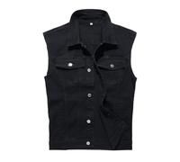 YOSUWOAI Denim Weste Herren Schwarz Jeansweste Ärmellose Jeans Weste Arbeits Wandern Westen mit Taschen Leichte Motorradweste Sommer Freizeitweste Outdoor Freizeitweste für Männer